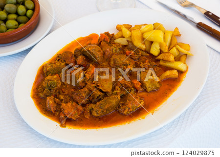 Appetizing baked pork cheeks Appetizing baked pork cheeks 124029875