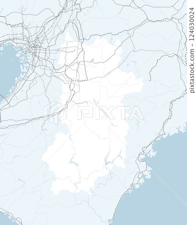 A simple road map of Nara Prefecture, Japan, including neighboring prefectures 124030024