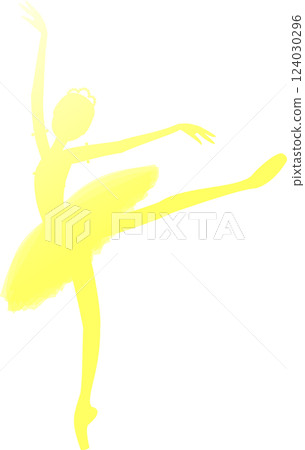 Yellow silhouette of ballerina, gradation 124030296