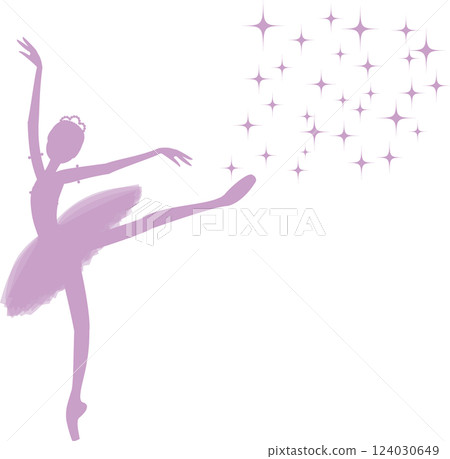 Purple silhouette of a ballerina sparkling Purple silhouette of a ballerina sparkling 124030649