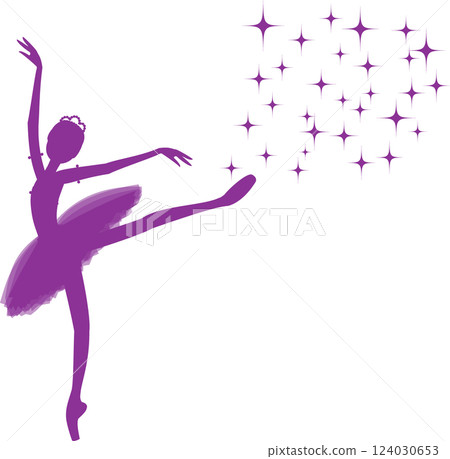 閃閃發光的芭蕾舞者的紫色輪廓 閃閃發光的芭蕾舞者的紫色輪廓 124030653