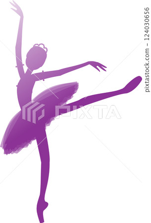 芭蕾舞女演員漸變與紫色剪影 芭蕾舞女演員漸變與紫色剪影 124030656