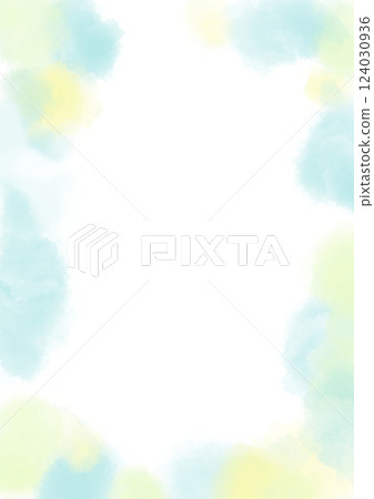 用水彩繪製的清爽的藍色和黃色框架背景材料 124030936