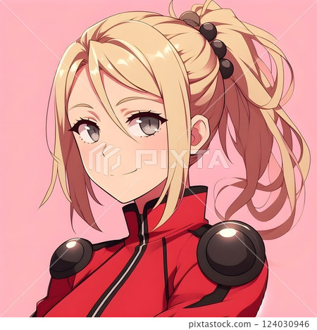 Anime Character with Blonde Hair in Red Outfit 124030946