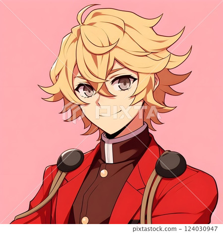 Anime Character with Blonde Hair in Red Outfit 124030947