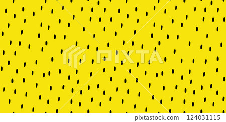 Small Dash Pattern on yellow background. Grunge black lines. Seamless pattern with Hands sketchy prints. Vector Illustration 124031115