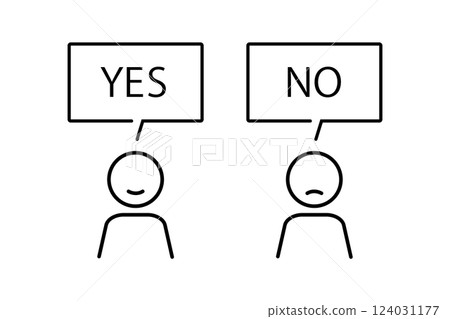 Pictograms of people saying yes and no Pictograms of people saying yes and no 124031177