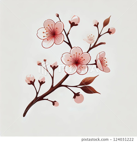 A beige illustration of cherry blossoms in a gentle atmosphere 124031222