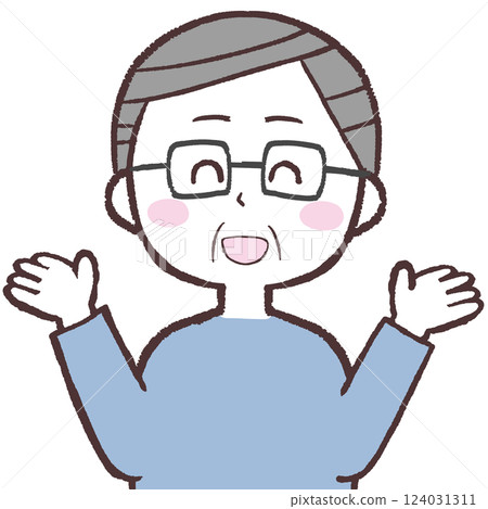 Illustration of a senior man with glasses communicating 124031311