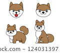 Set of 4 dog illustrations facing forward 124031397