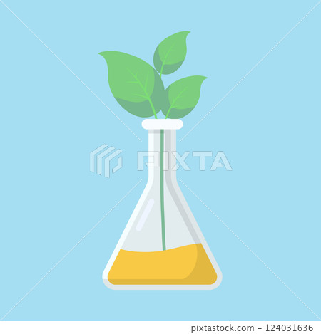 Eco Friendly Science Concept with Green Leafy Beaker Eco Friendly Science Concept with Green Leafy Beaker 124031636