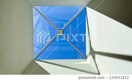 blue metal background with blue and white curtain 124031832