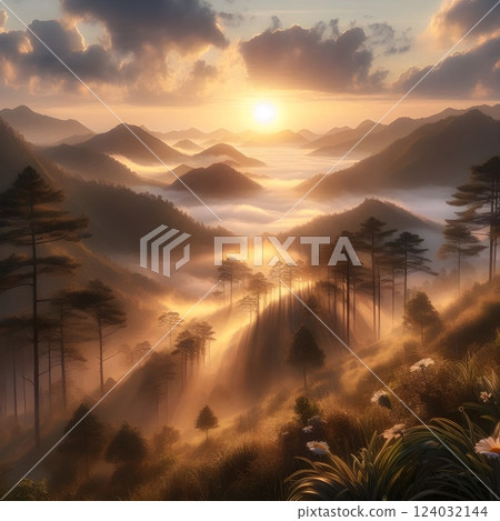 Serene Mountain Landscape 124032144