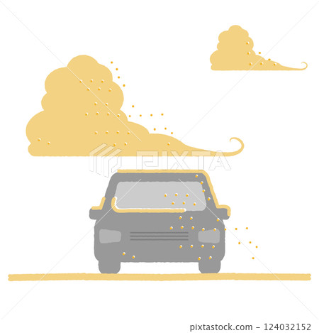 Illustration of yellow sand, PM2.5, pollen, air pollution, and cars Illustration of yellow sand, PM2.5, pollen, air pollution, and cars 124032152