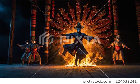 火神降臨在漆黑的夜空中 124032241