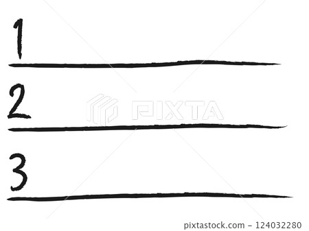 Black handwritten numbered heading lines set Black handwritten numbered heading lines set 124032280