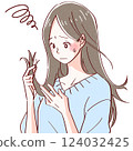 Woman suffering from split-hair 124032425