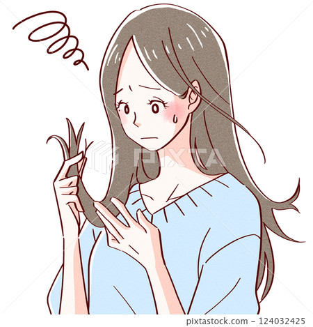 患有分裂頭髮的女人 124032425