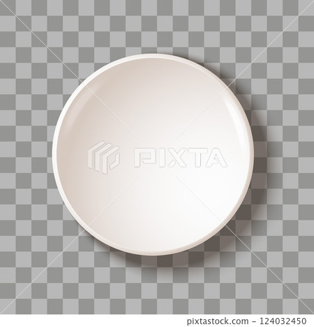 Empty white plate. round plate . Plate for your design. Eps 10. top view,  realistic style. food, advertising 124032450