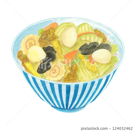 中國飯碗的水彩插圖 124032462