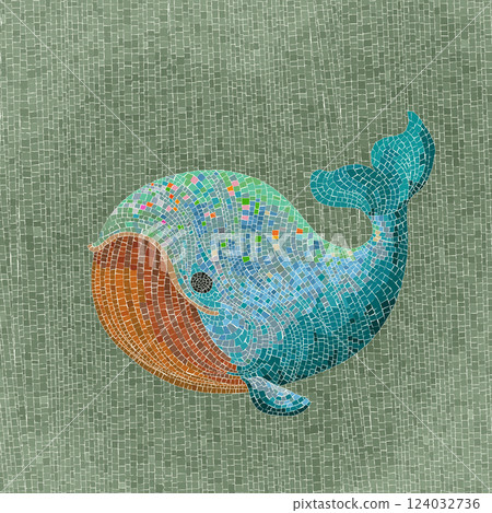 Whale mosaic 124032736