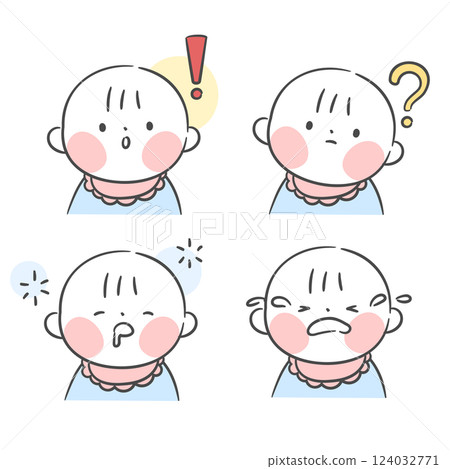 Illustration of a Baby with Various Facial Expressions 124032771
