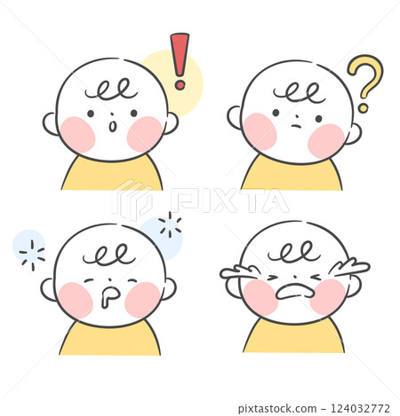 Illustration of a Baby with Various Facial Expressions Illustration of a Baby with Various Facial Expressions 124032772