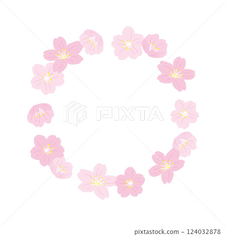 帶有櫻花插圖的時尚框架材料 帶有櫻花插圖的時尚框架材料 124032878