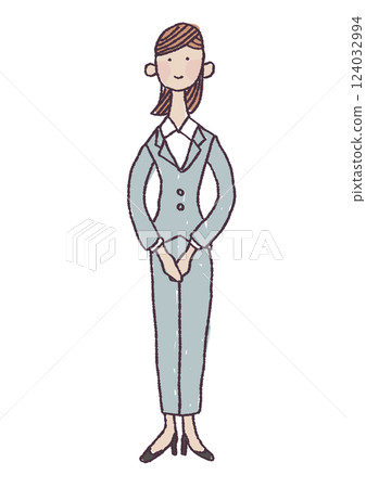 穿著西裝的女人問候的插圖 124032994