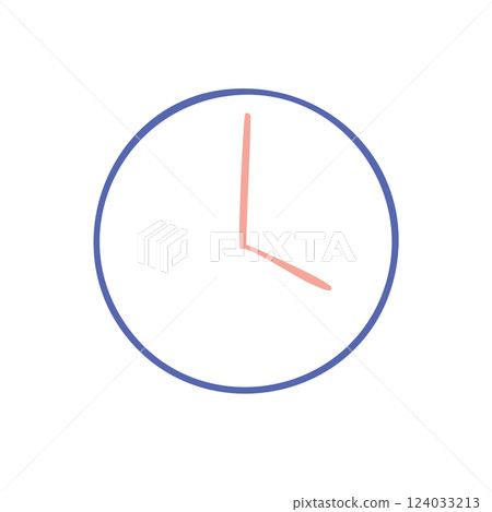 Simple hand-drawn clock, four o'clock color illustration 124033213