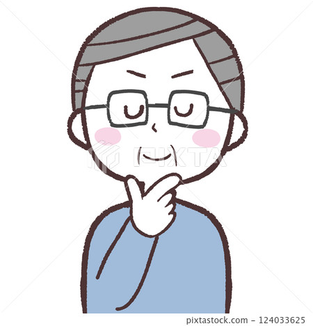 一位戴眼鏡的老人想像的有趣插圖 124033625