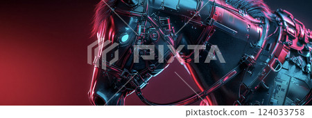 Cyberpunk-style horse cyborg AI image Cyberpunk-style horse cyborg AI image 124033758