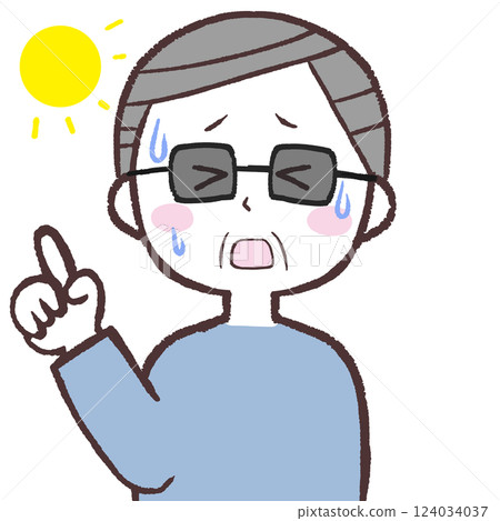 Dazzling sun and senior man wearing sunglasses illustration Dazzling sun and senior man wearing sunglasses illustration 124034037