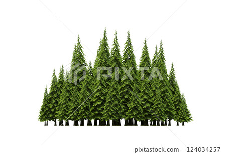 group of trees isolated on a transparent background, forest, sketch, outline illustration, cg render group of trees isolated on a transparent background, forest, sketch, outline illustration, cg render 124034257