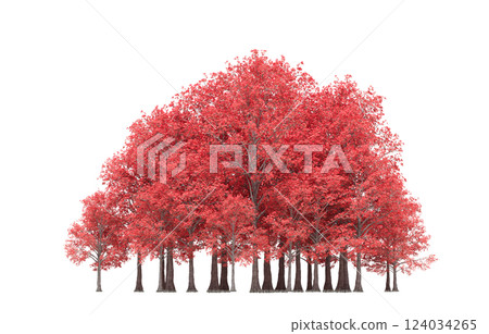 group of trees isolated on a transparent background, forest, sketch, outline illustration, cg render 124034265