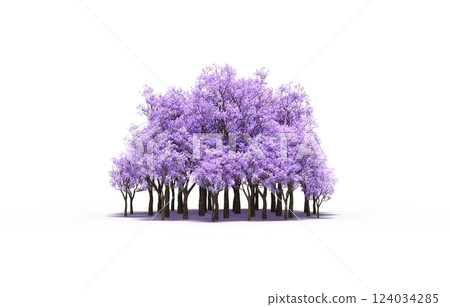 group of trees isolated on a transparent background, forest, sketch, outline illustration, cg render 124034285