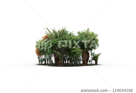 group of trees isolated on a transparent background, forest, sketch, outline illustration, cg render 124034298