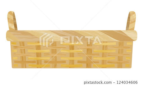 Watercolor illustration of a horizontal basket 124034606