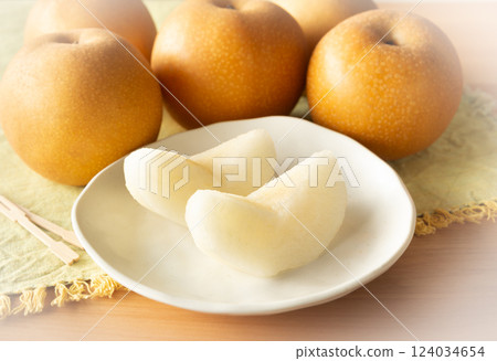 Cut pear Hosui pear Fruit Fruit Hosui Japanese pear 124034654
