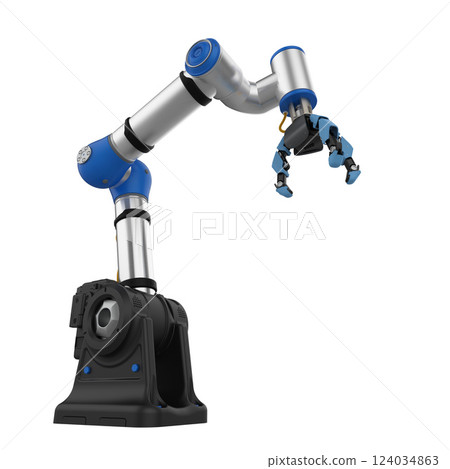 Metallic ai robotic gripper arm isolated Metallic ai robotic gripper arm isolated 124034863