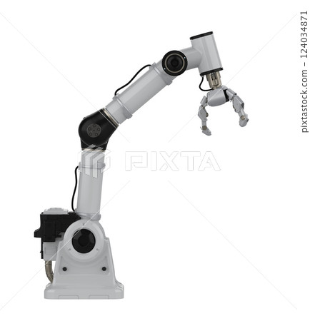White ai robotic gripper arm isolated on white White ai robotic gripper arm isolated on white 124034871