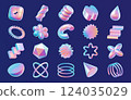 3D Abstract holographic shape set 124035029