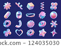 3D Abstract holographic shape set 124035030
