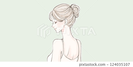 Illustration material of profile, back, woman, girl Illustration material of profile, back, woman, girl 124035107