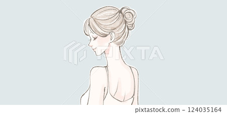 側面、背部、女人、女孩的插畫素材 124035164