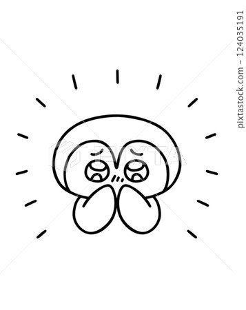 Penguin with sparkling eyes, excited and impressed - Line drawing 124035191