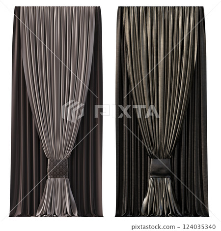 curtain isolated on a transparent background, interior decorations, 3D illustration, cg render 124035340