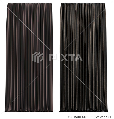curtain isolated on a transparent background, interior decorations, 3D illustration, cg render 124035343
