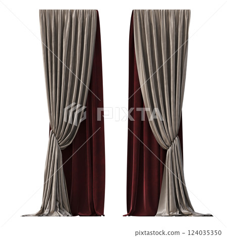 curtain isolated on a transparent background, interior decorations, 3D illustration, cg render 124035350