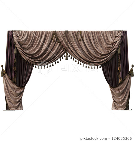 curtain isolated on a transparent background, interior decorations, 3D illustration, cg render 124035366